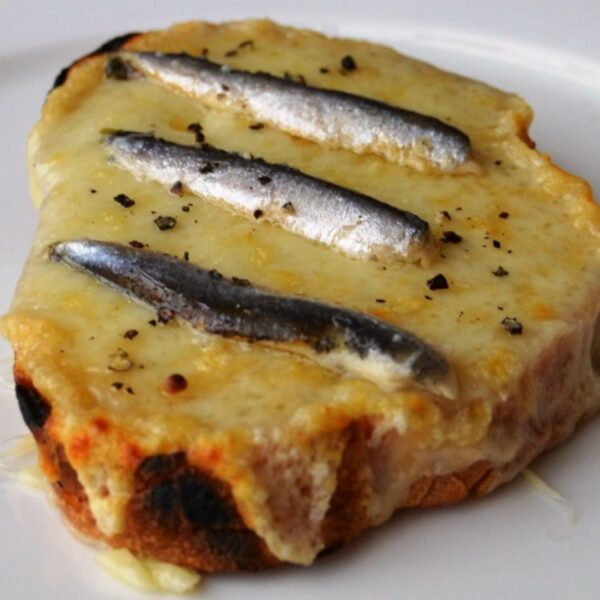 Anchovies in Garlic on Cheesy Toast