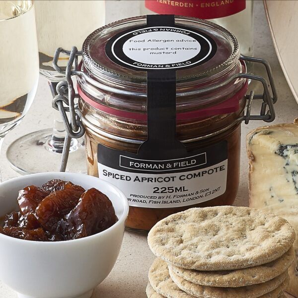 Spiced Apricot Compote Jar with crackers