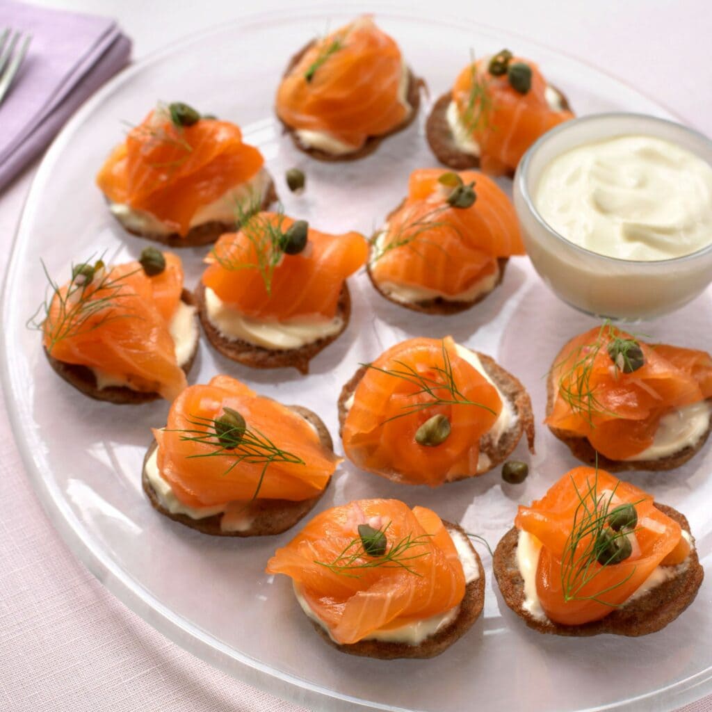 Smoked Salmon Blini Kit with Capers, Shallots and Creme Fraiche