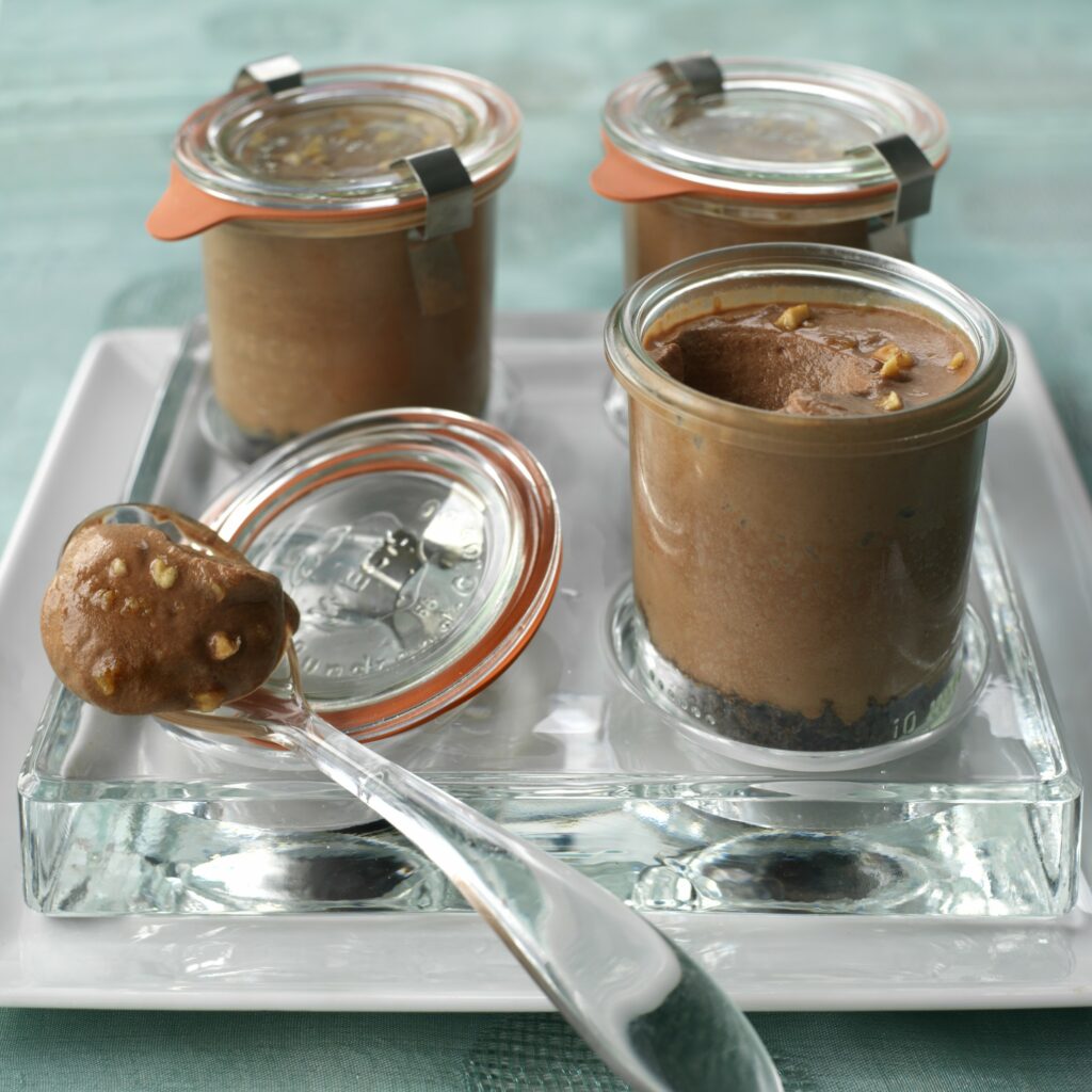 Valrhona Chocolate Pot with Salted Caramel and Peanut Brittle