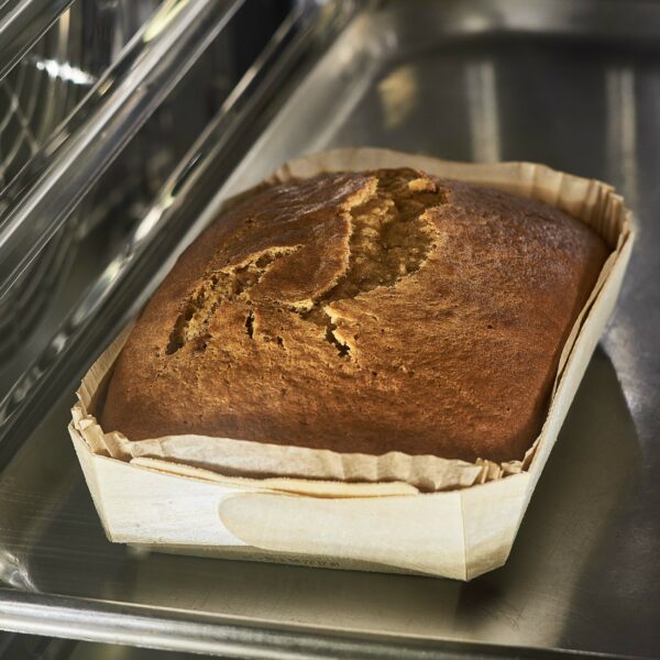 banana bread baking in the oven