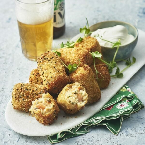 Smoked salmon and potato croquettes