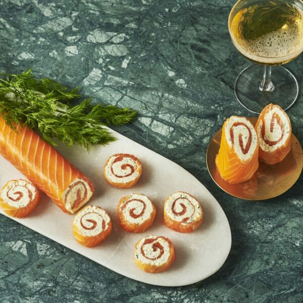 Smoked salmon and cream cheese roulade