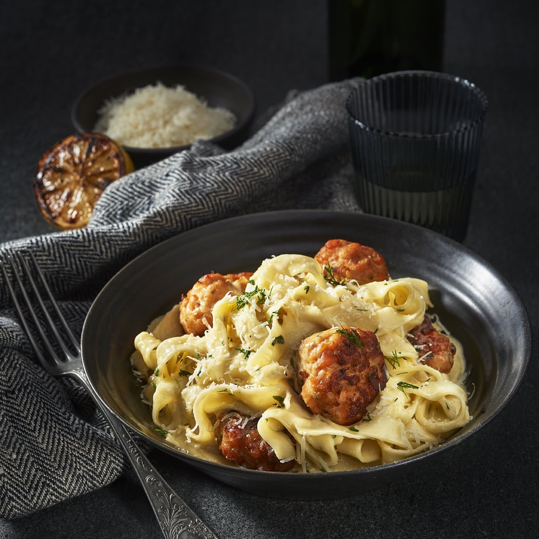 Image of Salmon Bonbon’s with White wine Parmesan sauce